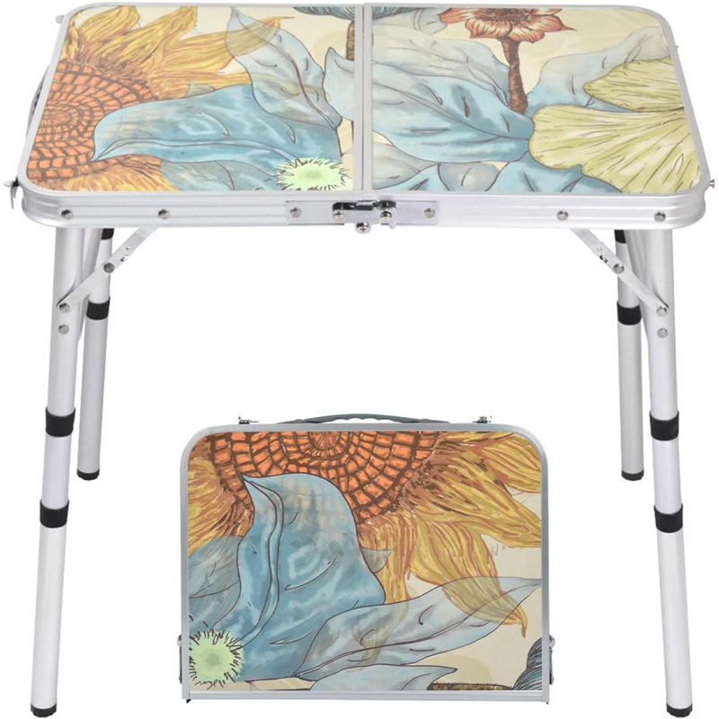 Table de camping pliante, table de pique-nique portable, table pliante en aluminium, 3 tables de salle à manger portatives réglables pour camping-car, pique-nique, plage