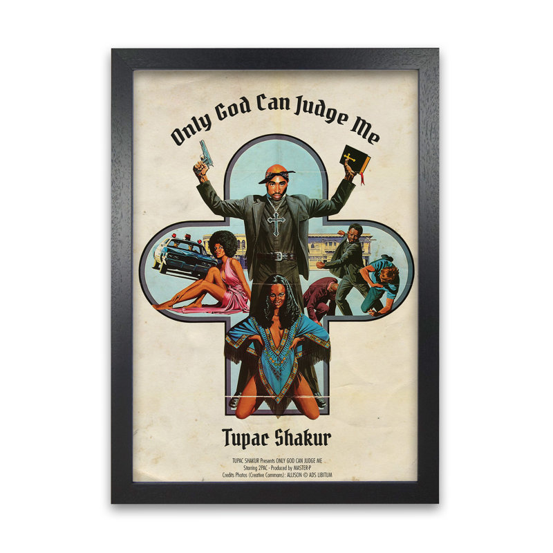Tupac Only God Can Judge Me by David Redon - Print, Black Grain, 84.1 cm H x 59.4 cm W x 5 cm D