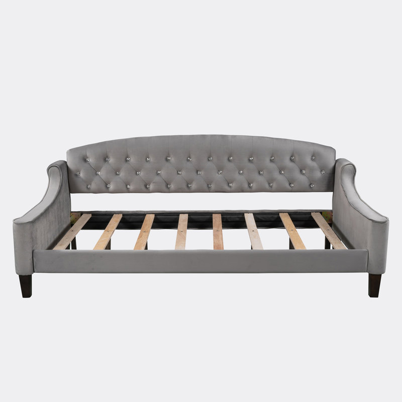 Tramone Modern Luxury Tufted Button Daybed, Gray 1, Twin