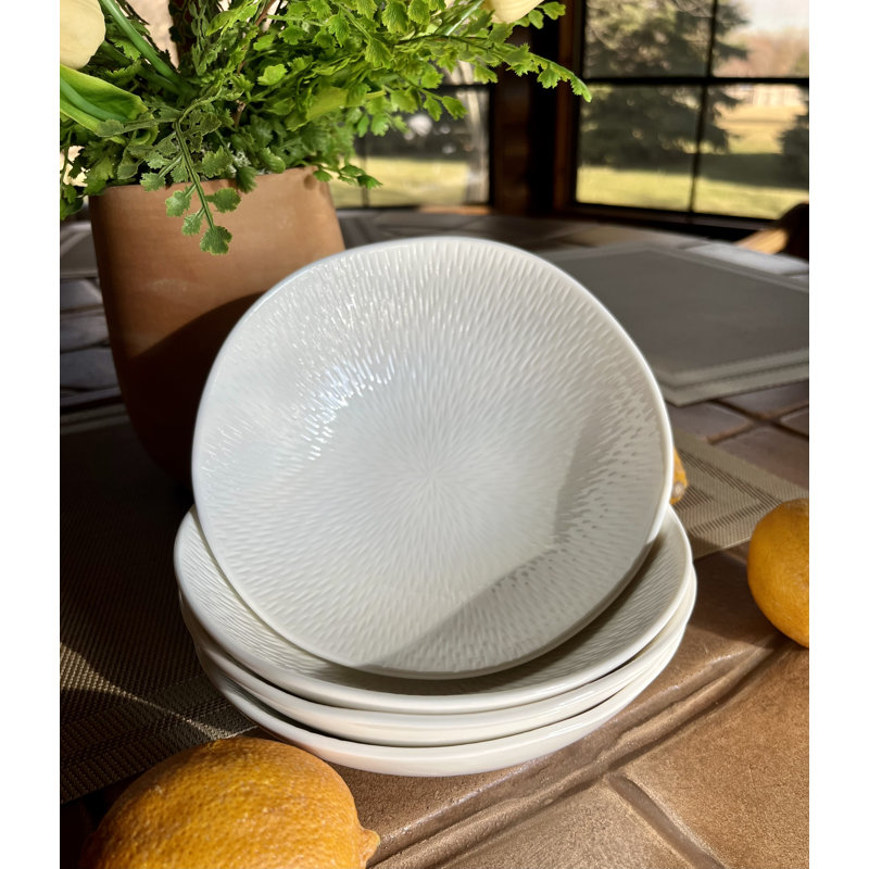 Light Rain Durable White Porcelain Cereal Bowl