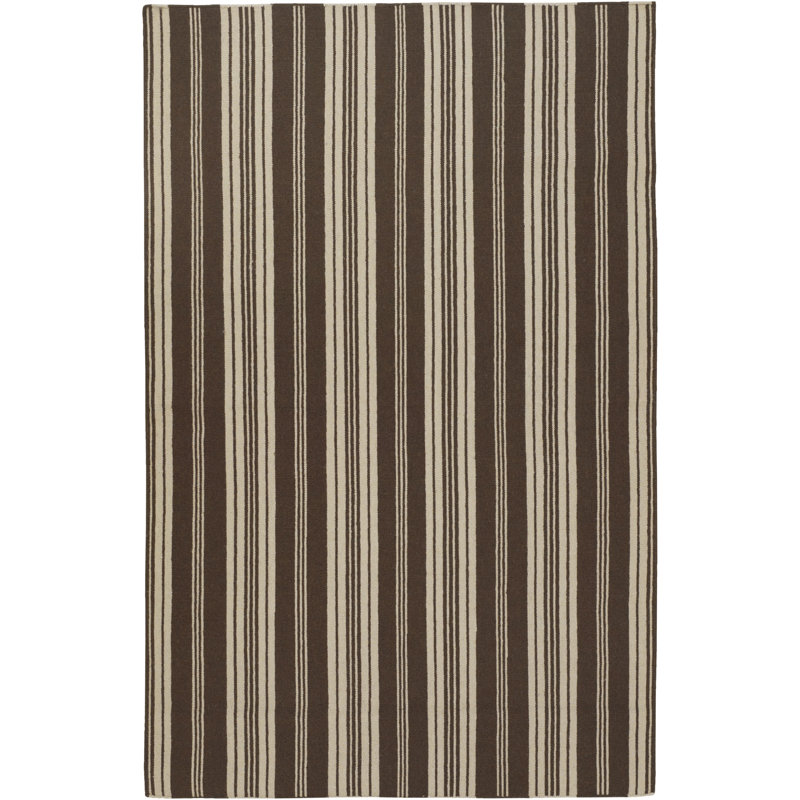 Tapis brun / brun clair en laine tissé à la main Cythina, Rectangle 3 pi 6 po x 5 pi 6 po
