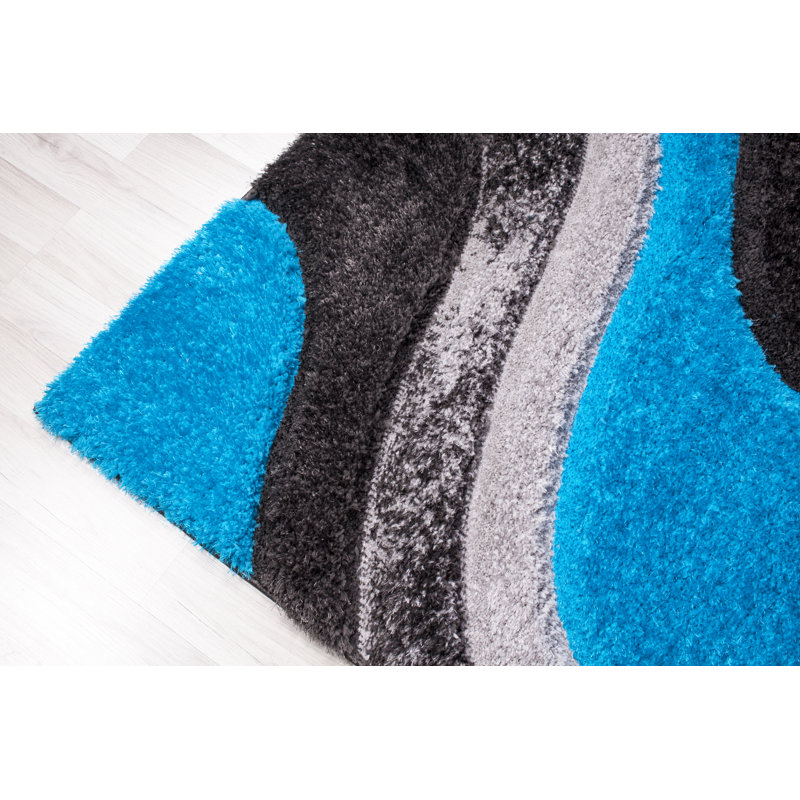 Tapis bleu à poils longs Accalia