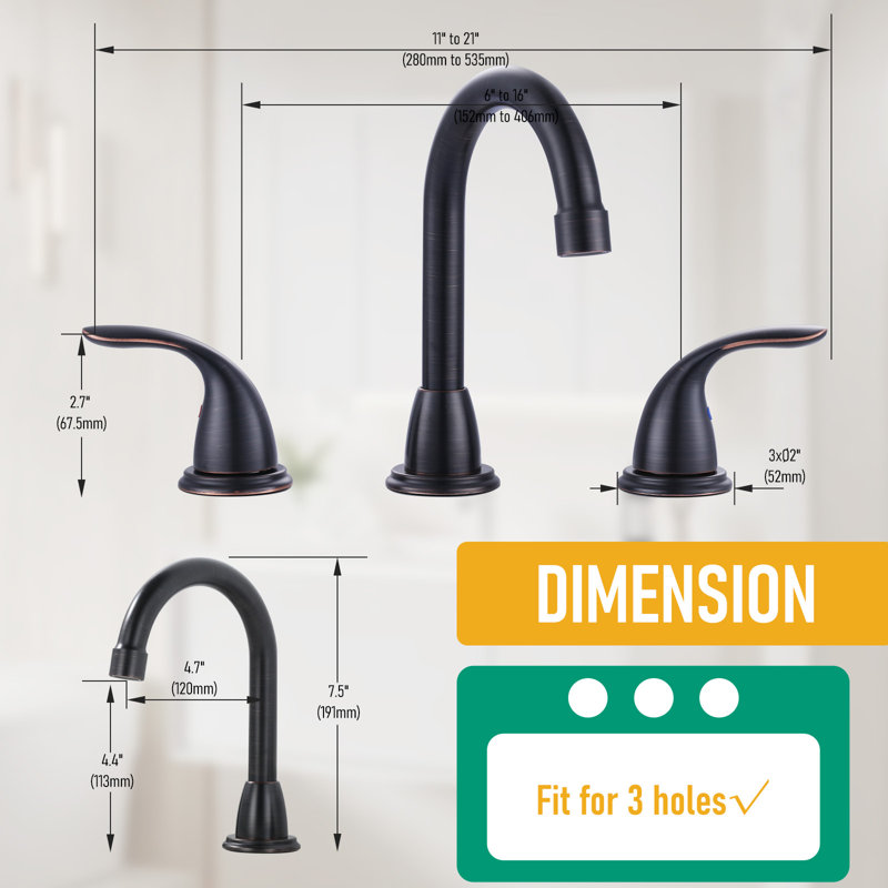 8 Inch Widespread Double Handle Bathroom Faucet With Pop-Up Drain Kit, Oil Rubbed Bronze