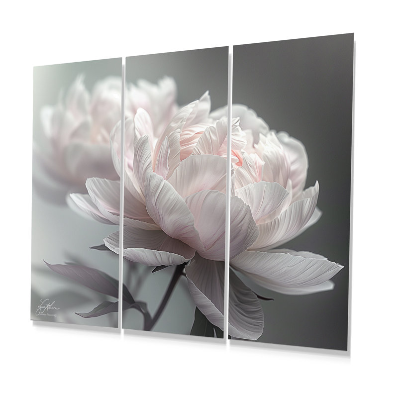 Rozier - Ensemble de décorations murales pivoines, Métal, H 28 po x l 36 po x P 1 po