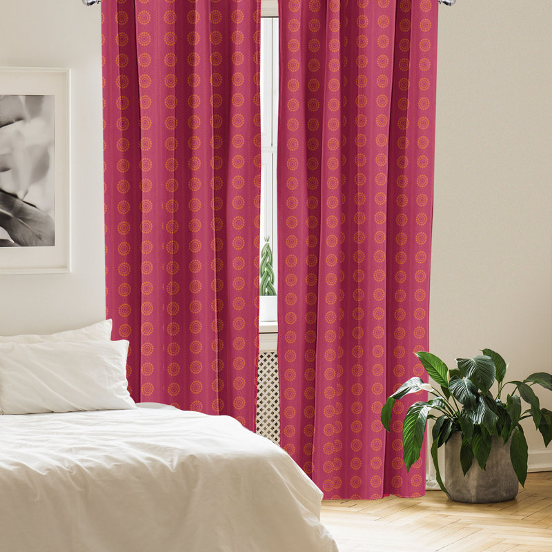 Rideaux 4 panneaux Ambesonne Eastern Inspired Sun, 56 po x 63 po, écarlate et marron, L 56 po x L 84 po