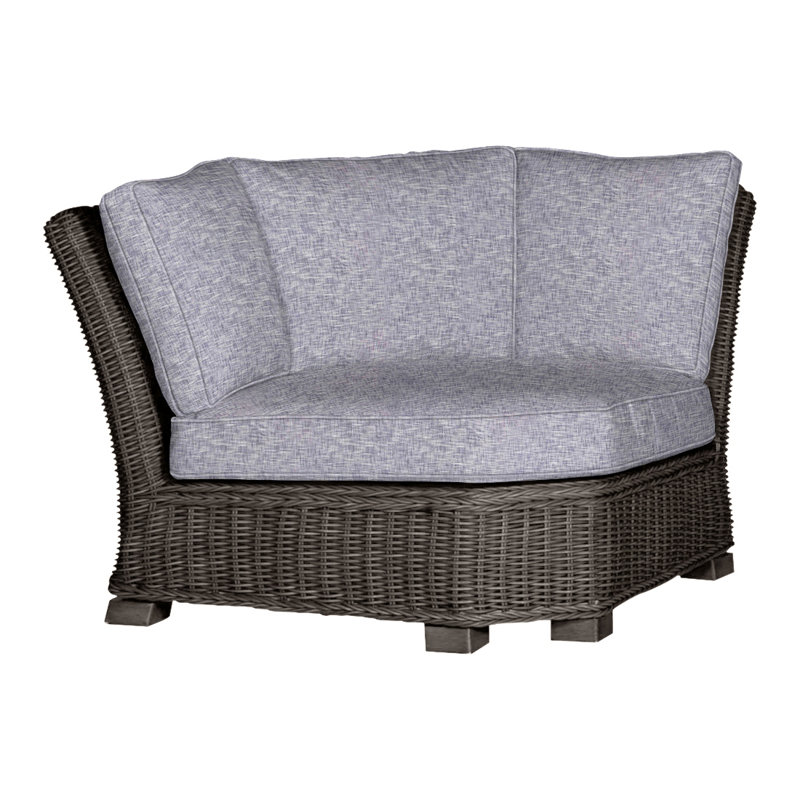 Rustic Woven Sectional Corner - Black Walnut, Welt, Black Walnut, Rollo Cream InsideOut® Linen