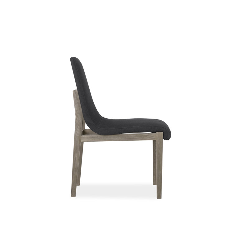 Cavallini Coal Gray Teak Upholstered Side Dining Chair
