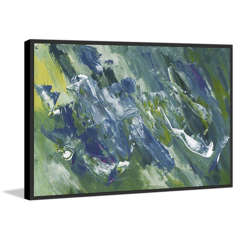 «Blue-Green Abstract Floater», reproduction sur toile encadrée, 24 po x 36 po