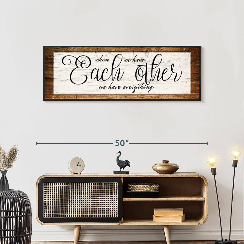 Each Other Couples Quote Wall Sign, 46" X 16", Floating Frame Black