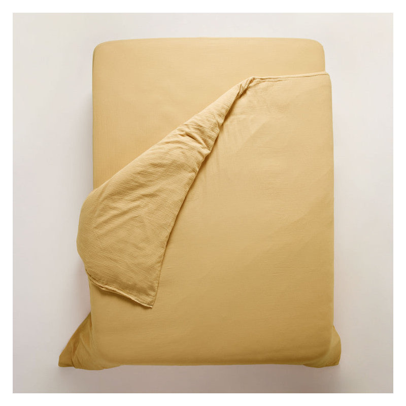 Cotton Blend, Polyester Solid Colour Duvet Cover, Golden Yellow, Emperor