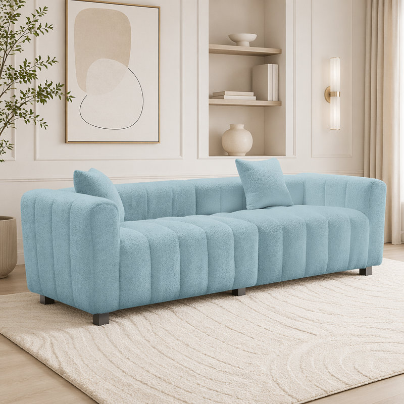 Canapé en velours de première qualité 83,46 po, Bleu