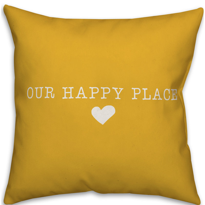 Textual Outdoor Throw Pillow, 20" H x 20" W, Yellow