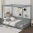 Full Size Canopy Frame Floor Bed With Fence, Guardrails-1001568347-1001568345