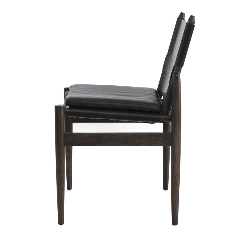 Journey Leather Dining Chair, Crystal Black, Saddle Leather Black, Natural Oak
