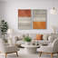 «Geometric Line», «Orange brun Tribal Boho Artwork», images murales bohémiennes abstraites, impression sur toile encadrée, 2 pièces-119463639-92285607-92285608