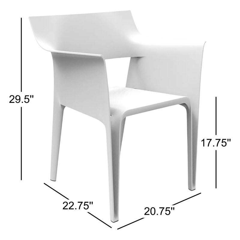 Pedrera Stacking Patio Dining Chair, White