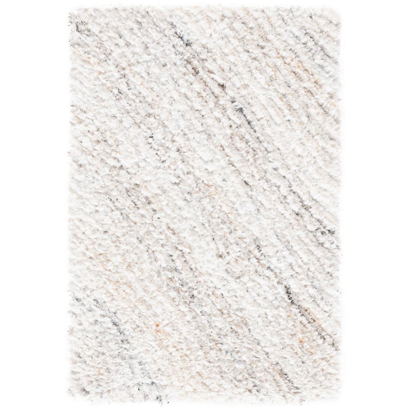 Tapis ivoire / beige en polyester tissé à la main à motif abstrait Algie, Tapis de couloir 2 pi 3 po x 8 pi