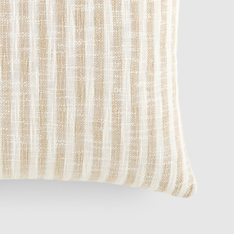 Yarn Dyed Cotton Throw Pillow in Bengal Stripe, Beige