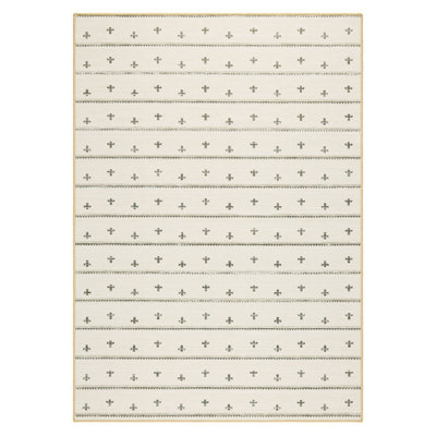 Tapis lavable à la machine avec technologie AirFlo EVERWASH Haven Scandinavian Stripe, beige, brun, 8 pi x 10 pi