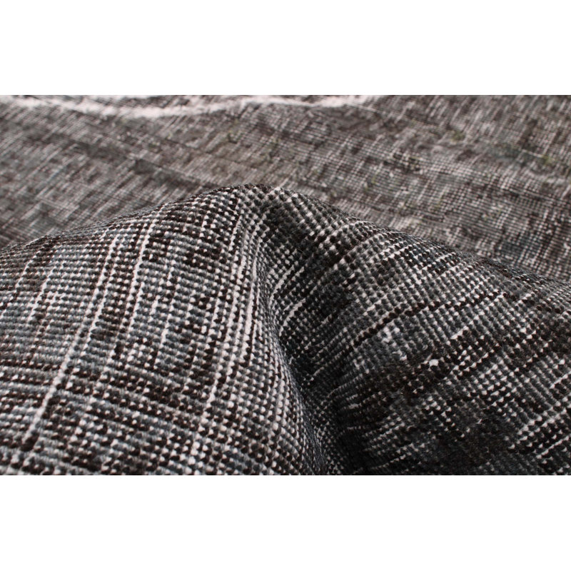 Tapis brun / blanc en laine noué à la main 9 pi 8 po x 13 pi 1 po