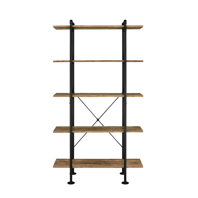 Modern Rustic Oak Cabinet - Black Metal Accents, Spacious Storage Stunning Bookshelf Base, Ideal For Any Room