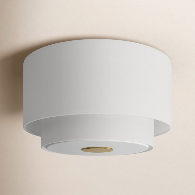 Tanyel Fabric Flush Mount, Burnished Brass