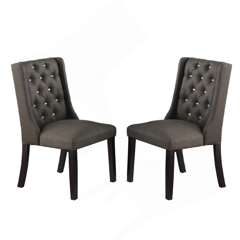 Ensemble de 2 chaises de salle à manger rembourrées en polyfibre, espresso