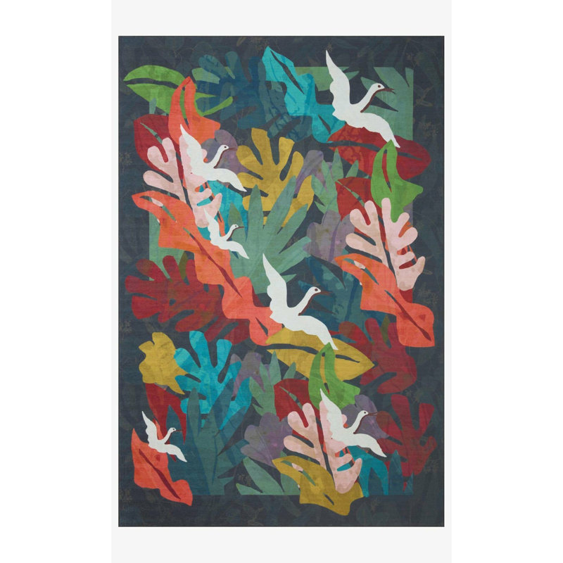 Tapis à motif tissé anthracite, Rectangle 3 pi 11 po x 5 pi 10 po