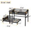 Lit superposé double au-dessus de double / lit mezzanine en métal et lits plateforme en métal, avec clôture de sécurité surélevée, couleur bois rétro-1853861301-1853861302
