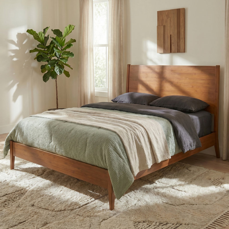 Lit plateforme Zelmora, Walnut, Queen
