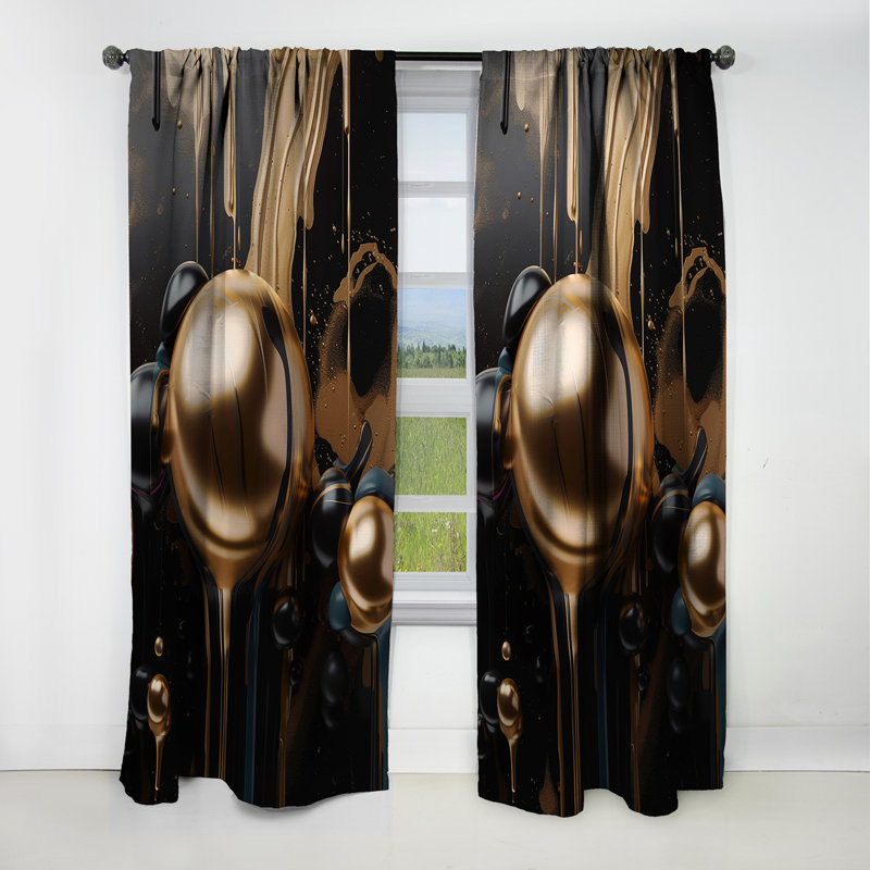 Brigette - Abstract Marble Marble Blackout Curtain - 1 Panels, 52" W x 108" L