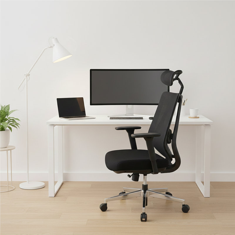 Chaise de bureau ergonomique avec appui-tête 3D et dossier en filet - Chaise de travail entièrement réglable