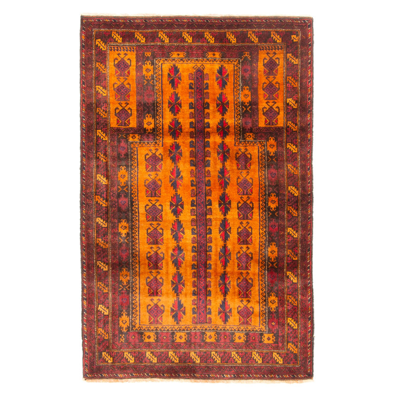 Tapis orange brûlé Teimani 3 pi 0 po x 4 pi 9 po