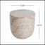 Table d'appoint polyvalente en béton léger pour l'intérieur et l'extérieur, conception élégante en tonneau avec finition en travertin naturel