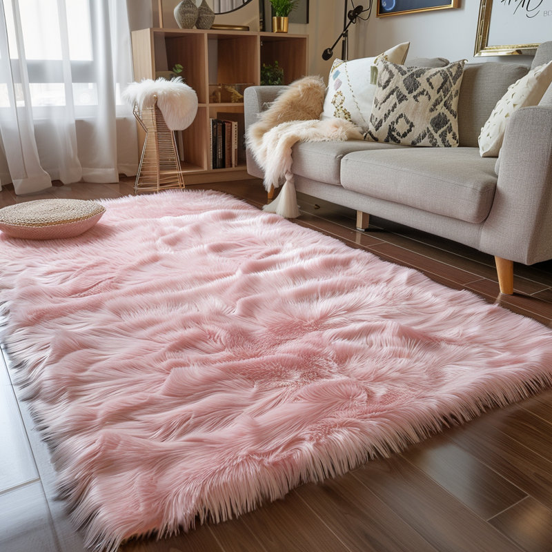 Divion Faux Sheepskin Indoor Rug, Rectangle 6' x 9'