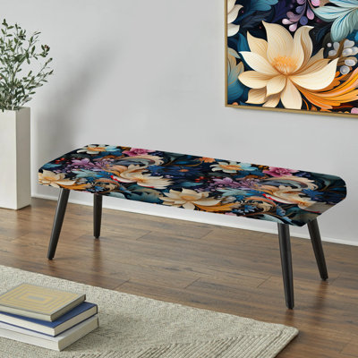 Enchanted Paisley Gard Marble Motif - Banc rembourré en marbre noir