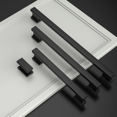 5" Matte Black Cabinet Pulls (10-Pack), Modern Square Bar Cabinet Handles