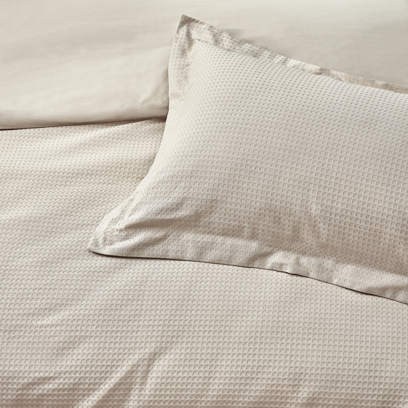 Waffle Textured 100% Cotton Duvet Cover Set, Single Duvet Cover + 1 Standard Pillowcase, Linen
