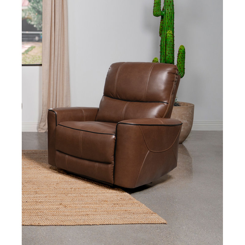 Fauteuil inclinable électrique Rivkin brun selle, Similicuir brun
