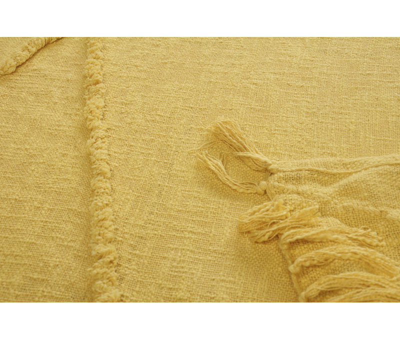 Jeté en coton tissé crème, Jaune