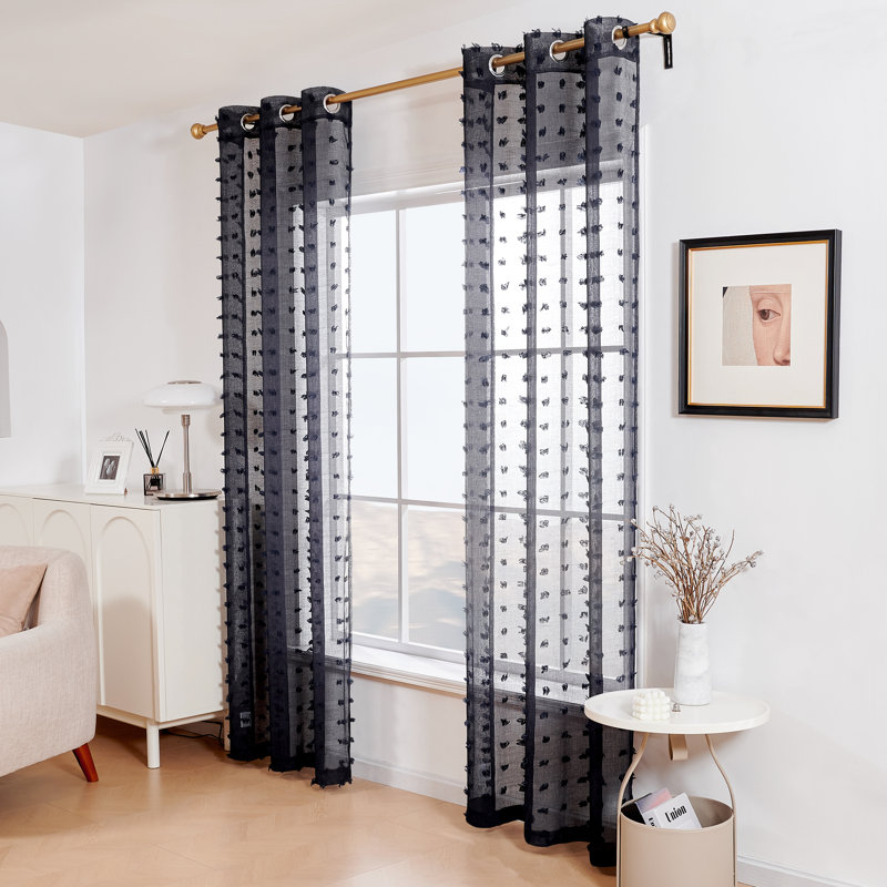 Paire de rideaux transparents en polyester Codah, Bleu marine, L 42 po x L 63 po