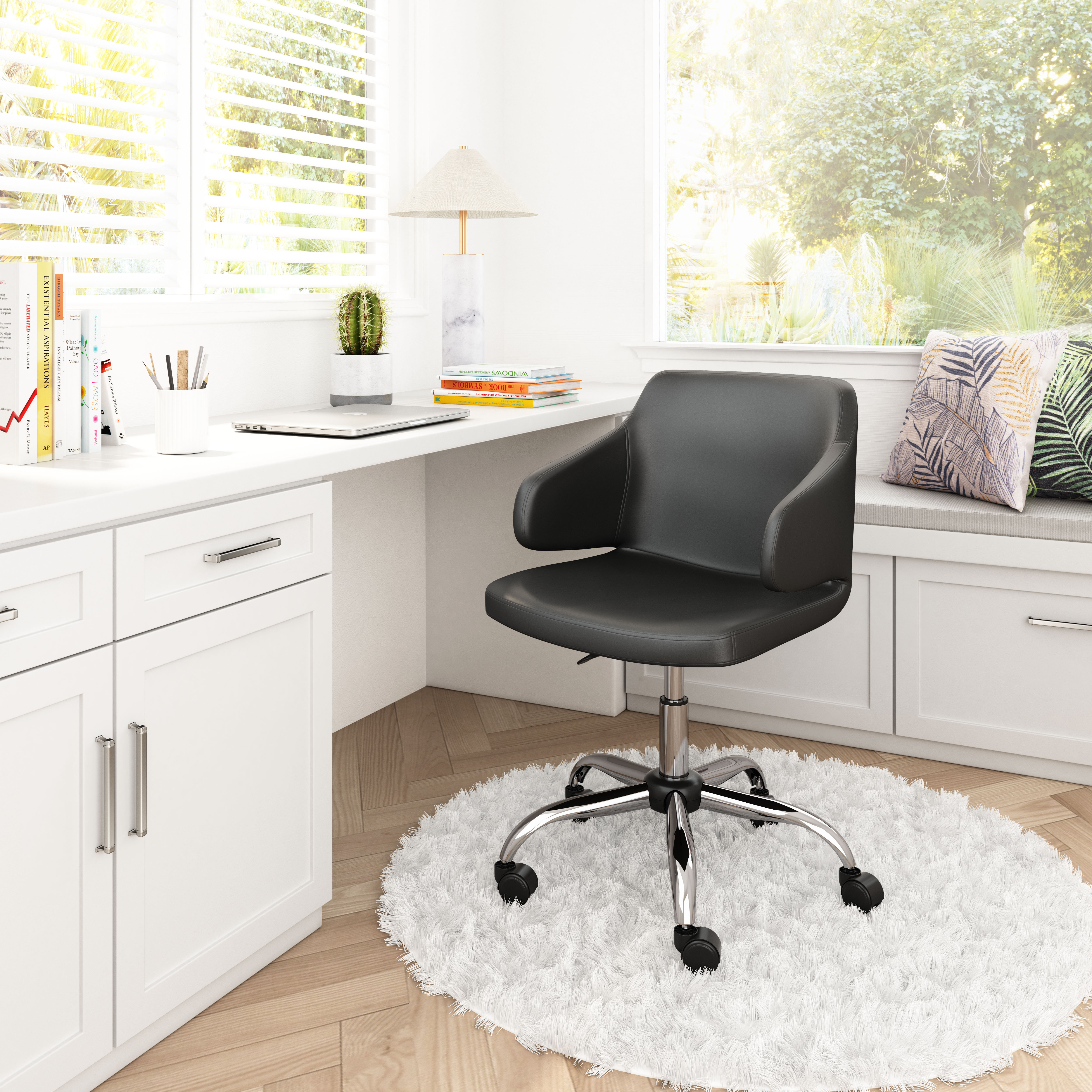 Kaycee Mid Back Task Chair Orren Ellis Upholstery Color: White