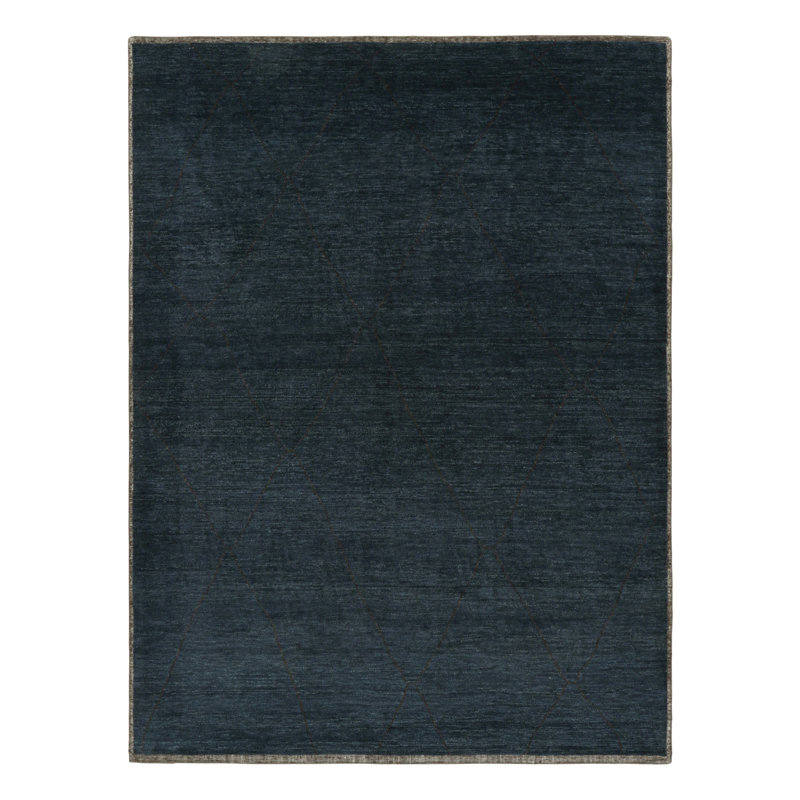 Moroccan Hand Knotted Wool Geometric Area Rug, Rectangle 5' x 7'