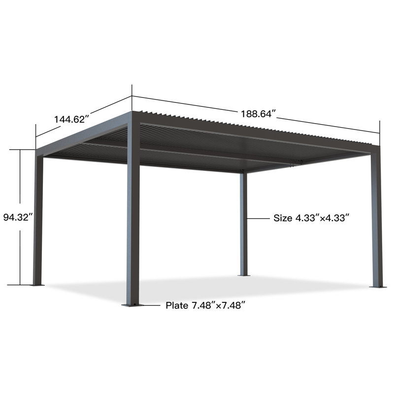 5m x 4m Aluminum Pergola, Grey