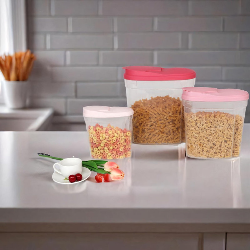 Ensemble de contenants en plastique emboîtables avec couvercles dégradés, Rouge