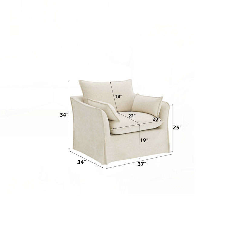 Chaise en lin Shane avec 2 coussins