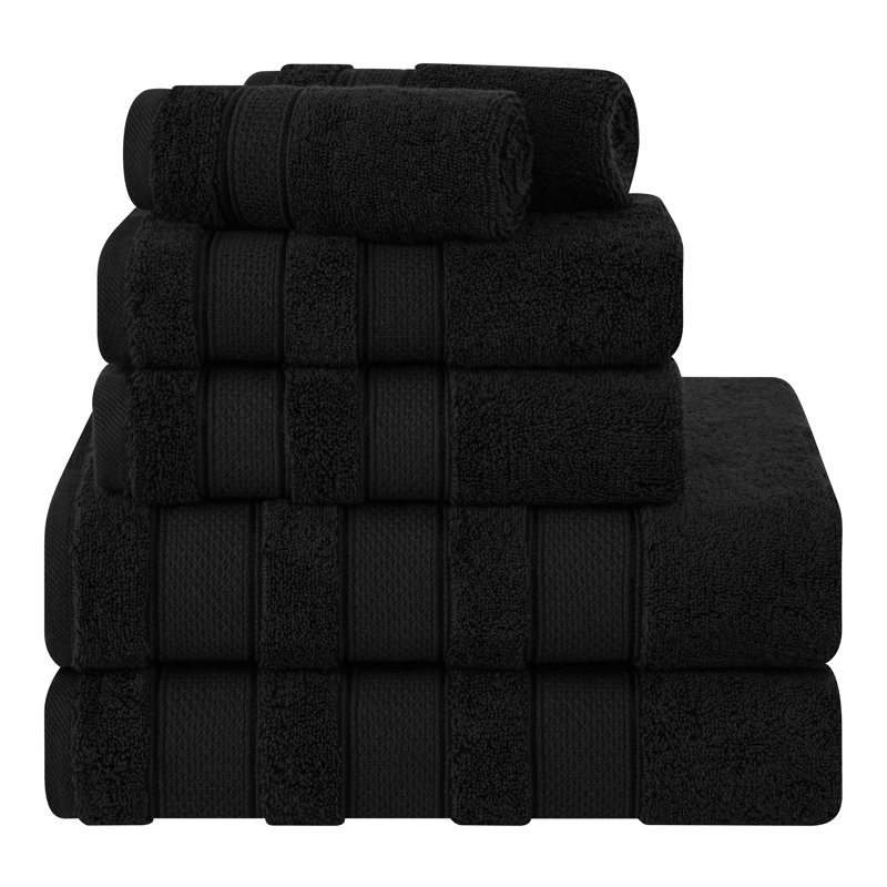 Karani Luxury Extra Soft 100% Cotton 6 Piece Bath Towel Set, Black