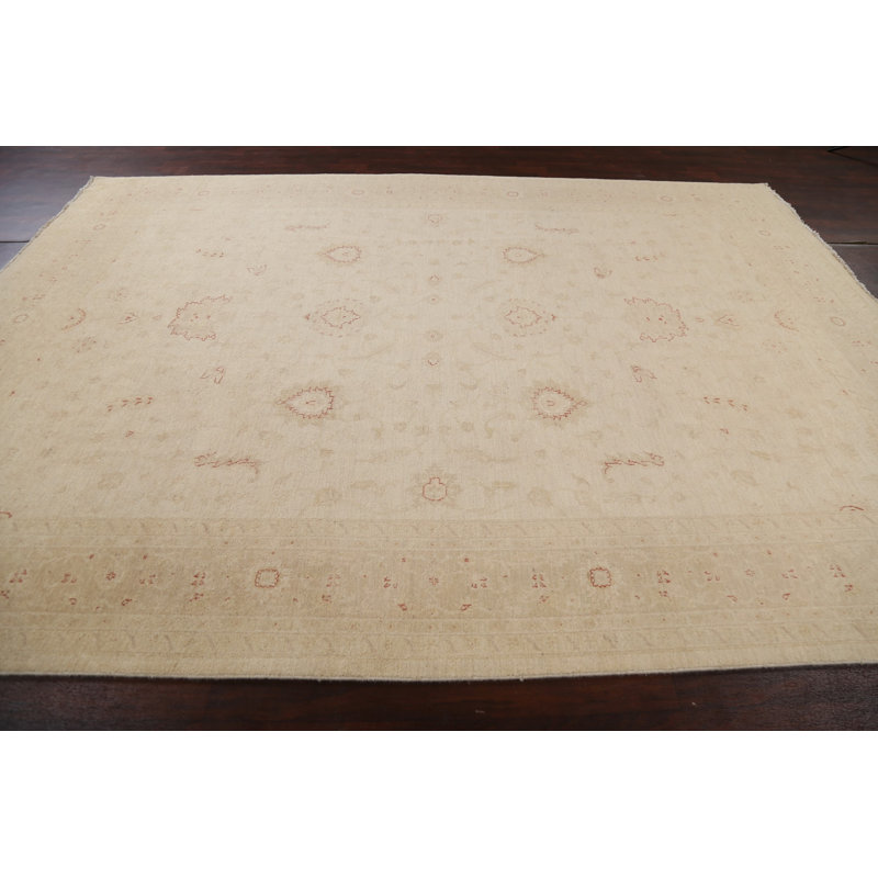 Tapis Oushak Chobi à teinture végétale noué à la main 9 x 12