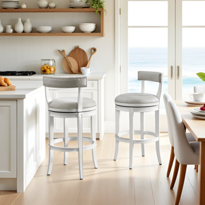 Hanover Solid Rubber Wood Swivel Counter And Bar Stool by Alaterre