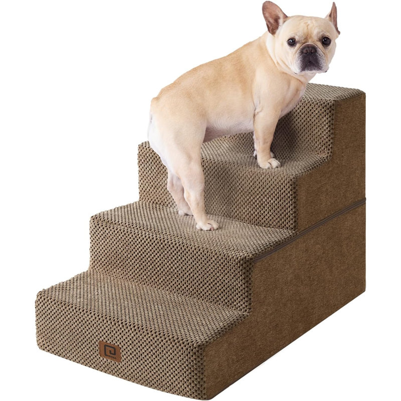 Escalier pour animal 3 marches Emalee, Brun, Petit (H 18 po x l 15 po x P 24 po)